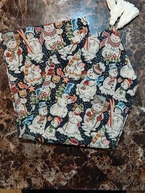 Holiday Essentials Whimsical Snowman Fabric Tapestry 68" X 12" Table Runner